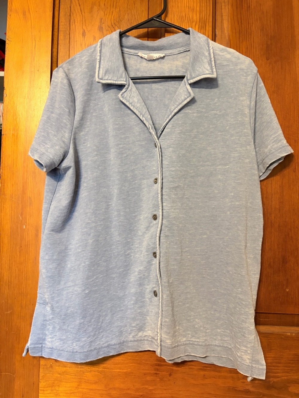 Jane and Delancey Heather Light Blue Short-Sleeve Button Pajama Top